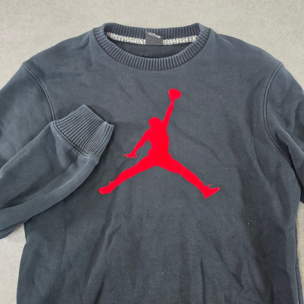 Jordan Brand Jumpman Logo Crewneck Sweatshirt Black Red Mens Medium